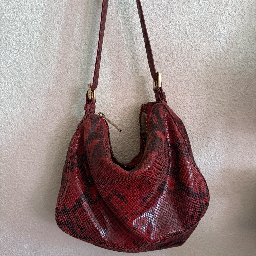 Red Snakeskin Pattern Hobo Bag